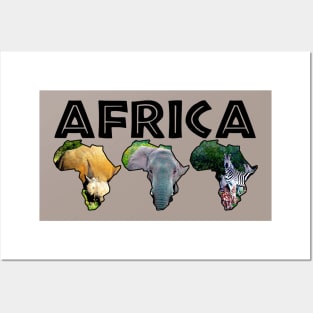 Africa Wildlife Continent Trio Posters and Art